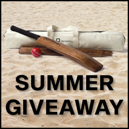 Cricket Bat on Beach Summergiveaway tile black outline