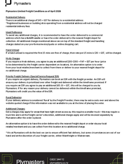 Shipping Terms and Conditions 