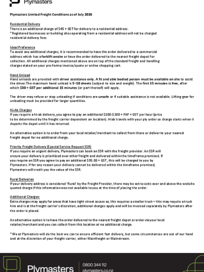 Shipping Terms and Conditions 