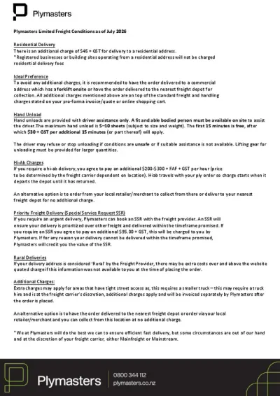 Shipping Terms and Conditions 