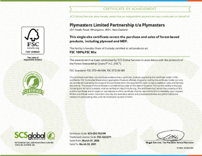 Plymasters FSC Certificate 