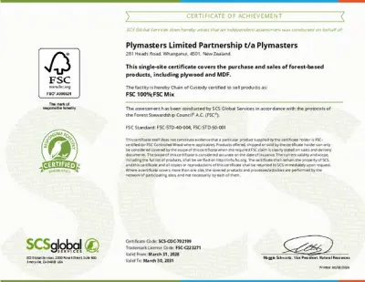Plymasters FSC Certificate 