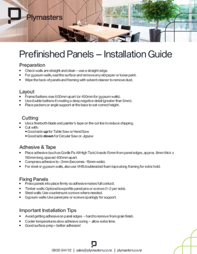 Prefinished Panels Installation and Maintenance Guide 