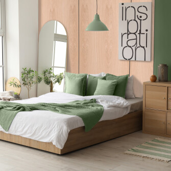 White Oak bedroom wall render
