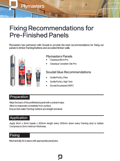 Prefinished Plywood Fixing Recommendations 